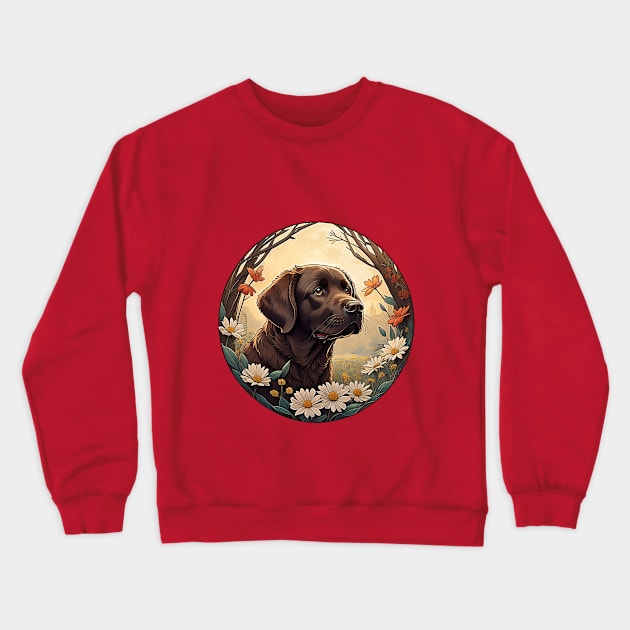 Chocolate Lab Portrait Crewneck Sweatshirt by Pet And Petal